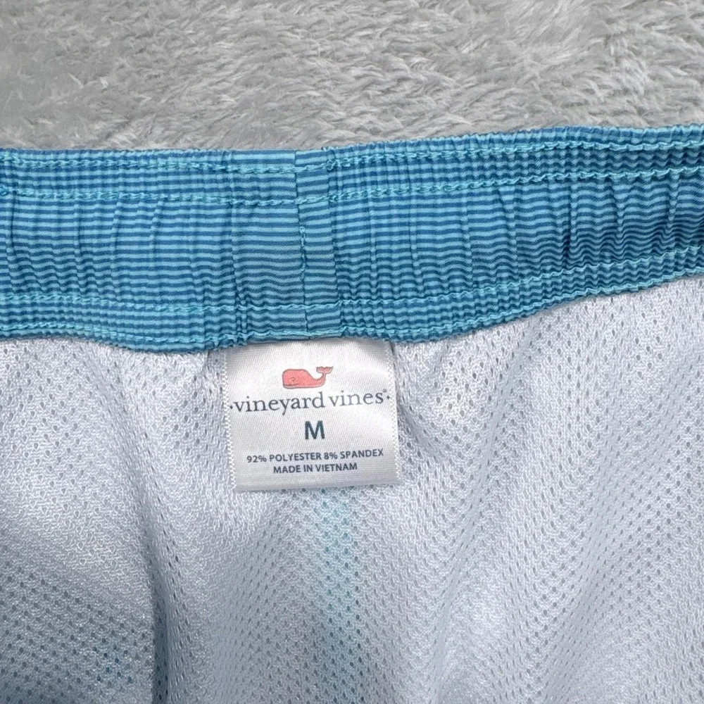Vineyard Vines Swim Trunks Mens M Blue Micro Stripe Elastic Waist Board Shorts